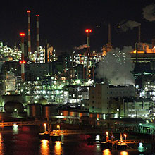 Night view of industrial area